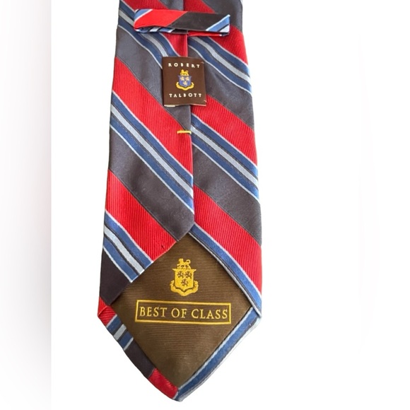 🔴🔥🔵Robert Talbott 100% silk tie. Gorgeous & classic blue/red stripe. Like new - Picture 3 of 5